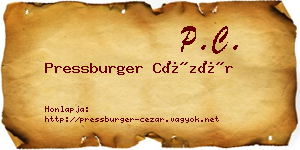 Pressburger Cézár névjegykártya